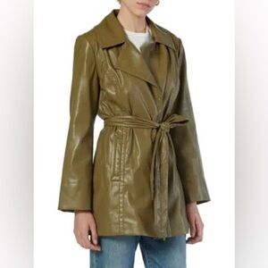 Military olive green faux leather jacket